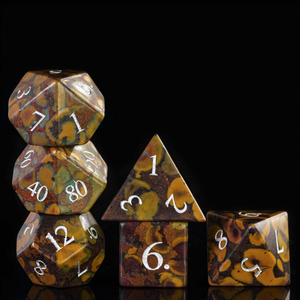 Dés en pierre de haute qualité, jaspe fruité, cristal naturel, pierres de guérison Reiki, pierres gravées, ensemble de dés personnalisés, cristal viking. - Product Image 5