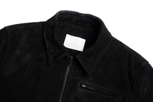 Men's <b>Black</b> <b>Suede</b> Bomber <b>Jacket</b> Casual Turn-down Collar Zipper Closure Regular Fit Autumn Wear - Product Image 4