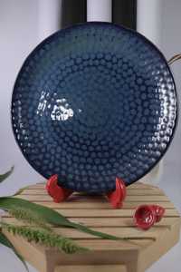 Service de table en grès personnalisé, avec glaçure à effet de four bleu, forme irrégulière, comprenant assiettes de présentation en céramique, pour la maison - Product Image 4