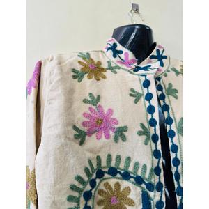 Chaqueta Bomber de Algodón Tejida a Mano con Cuello Mao, Manga Larga, Estampado Floral, para Invierno y Otoño, Corta, de Lona Ecológica - Product Image 2