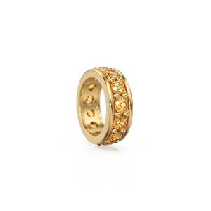 Citrine 18K Solid Italian Gold Rondels, Eternity Rondelle, Solid Gold Roundel <b>Spacer</b> Finding Bead, Citrine <b>Spacer</b>, Gold Wheel - Product Image 1
