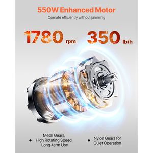 Máquina Cortadora de Carne Comercial, Eléctrica de 550W, Rebanadora de Carne de Acero Inoxidable, 350 Lb/h, Grosor de 3.5 mm - Product Image 4