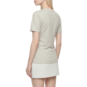 Camiseta Básica de Algodón para Mujer, Cuello Redondo, Corte Ajustado, Color Gris Jaspeado, Manga Corta, Venta al Por Mayor - Product Image 3