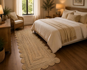 Tapis de couloir festonné en jute naturel tressé, style bohème et rustique, tissé à la main, pour entrée et décoration de sol de cuisine - Product Image 3
