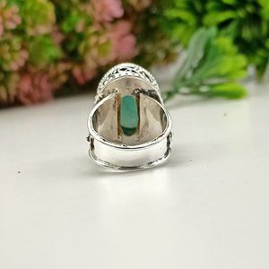 Bague classique bohème en argent sterling 925, faite à la main, avec larimar et sertissage clos, bijou pour femme, idéale pour mariage et anniversaire - Product Image 4