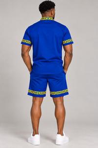 Men's Digital Printed Summer <b>Shirt</b> Shorts Set Breathable Polyester Worsted Fabric Knitted Weave Lightweight Casual Button Front - Product Image 2