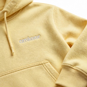 เสื้อฮู้ดดี้สีเหลือง Amkoor ผ้าฟลีซสำหรับผู้ชาย ทรงปกติ สวมใส่สบาย มีกระเป๋าหน้า โลโก้สีพื้น ผ้าฝ้าย 100% เป็นมิตรกับสิ่งแวดล้อม เหมาะสำหรับใส่ในฤดูหนาว - Product Image 6