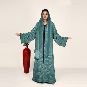 Abaya de Chifón Sólido con Pañuelo para la Cabeza, Frente Abierto, Manga Larga, Vestido Musulmán Modesto, Moda Árabe para Mujer, Traje para Oración del Eid - Product Image 1