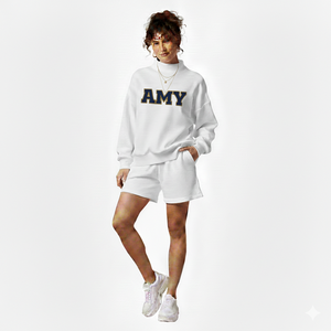Ensemble de survêtement décontracté 2 pièces pour femme TSI-8796 : Sweat-shirt oversize et short, tenue streetwear assortie - Product Image 2