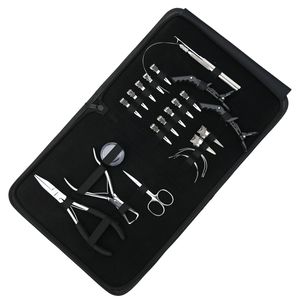 Complete Hair Extension <b>Tool</b> <b>Kit</b> Flat Crimping MicroLink Removal Plier Hook Loop <b>Tool</b> Scissor Clips Parting Finger Curved Needle - Product Image 1