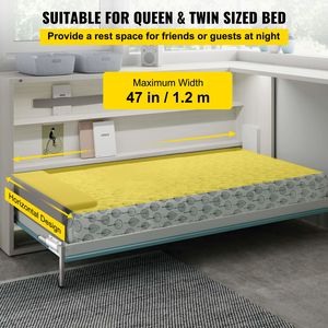 Kit DIY robuste blanc pour lits Queen et Twin - Matériel de fixation murale Murphy, mécanisme à ressorts pliable, conception horizontale - Product Image 4