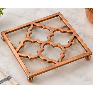 Socle carré en cuivre avec motif trèfle à quatre feuilles, résistant à la chaleur, antidérapant, pour casseroles - Product Image 4