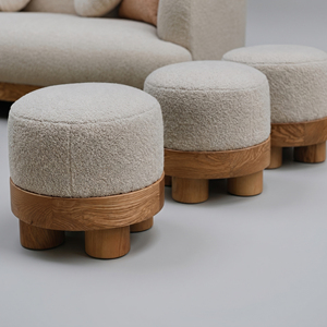Sofá Escandinavo Sherpa con Patas de Madera, Brazos Redondos, Respaldo Acolchado, un Asiento, Muebles para Sala de Estar - Product Image 4