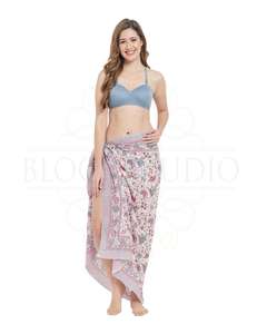 Pareo de Algodón con Estampado a Mano en Rosa Chateau para Mujer, Ligero, para Playa y Vacaciones de Verano - Product Image 4