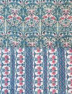Premium Blue Floral Block Print Cotton <b>Fabric</b> Traditional Botanical <b>Textile</b> for Dresses Quilting Sewing <b>Home</b> Decor and Apparel - Product Image 2