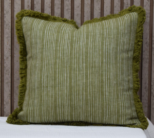 Natural Sage Green 100% Linen <b>Cushion</b> <b>Cover</b> Stripe Throw Pillow <b>Cover</b> with Fringed Edge Premium Decorative <b>Cushion</b> <b>Cover</b> Export - Product Image 4