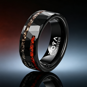 Anillo de carburo de tungsteno con hueso de dinosaurio diagonal y meteorito, alianza de boda de 8 mm para hombre y mujer, joyería de coleccionista al por mayor - Product Image 3