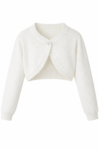 Cardigan en tricot pour filles, uniforme scolaire, 100% coton, veste courte à manches longues pour tout-petits et enfants, fermeture à boutons, pull en tricot - Product Image 3