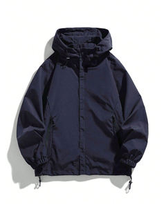 Sweats à capuche en tissu coupe-vent de qualité supérieure pour hommes, manches longues, grande fermeture éclair, logo personnalisé et sweats à capuche coupe-vent imperméables pour hommes - Product Image 4