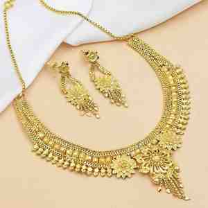 Collares Cortos de Latón con Microincrustaciones de Oro de 14K, 18K y 24K al por Mayor, Joyería de Diseño Tradicional, Collares de Moda, Cadena con Patrón de Flores - Product Image 1