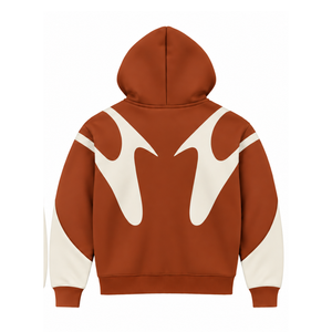Dark <b>Orange</b> Contrast Panel Zip Up <b>Hoodie</b> <b>Men</b> Streetwear Full Zipper Long Sleeve Casual Fleece Hooded Jacket With Pockets - Product Image 2