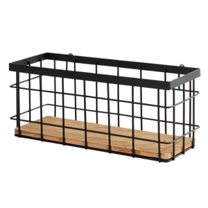 Wholesale Black Metal Wire Storage <b>Basket</b> With Handle For Home Kitchen Organization Rectangular Wire <b>Basket</b> On Sale - Product Image 2