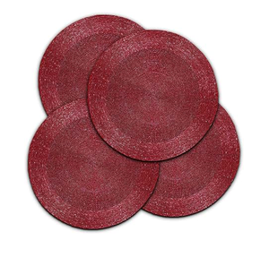 Sets de table perlés brodés, sous-plats écologiques rouges perlés à prix abordable - Product Image 1