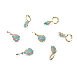 Ethiopian Opal 7mm 14k Yellow <b>Solid</b> <b>Gold</b> Charm <b>Pendant</b> Bezel Jewelry Finding / October Birthstone / Welo Fire Opal Gemstone / - Product Image 2