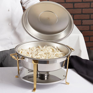 Round Gold Handle <b>Chafing</b> <b>Dish</b> <b>Set</b> Professional Hotel <b>Buffet</b> Food Warmer Stainless Steel <b>Chafing</b> Server Fuel Holder for Banquets - Product Image 4