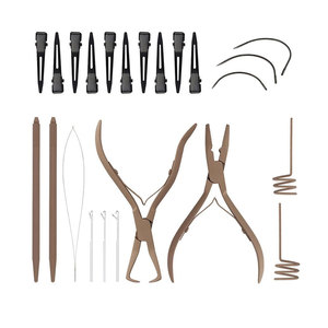 Kit d'extensions capillaires micro-liens en acier inoxydable personnalisé avec pinces de retrait et crochet de tirage professionnel pour micro-liens - Product Image 1