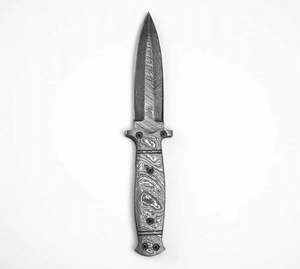 Couteau utilitaire à lame fixe en acier Damas, artisanal et personnalisé, pour collectionneur, outil d'artisanat d'extérieur avec manche en Damas - Product Image 2