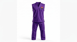Conjunto de Pantalones y Top Morado sin Mangas de Algodón para Taekwondo Dumela International, Cintura Alta, con Logotipo, Transpirable, Unisex, para Entrenamiento - Product Image 1