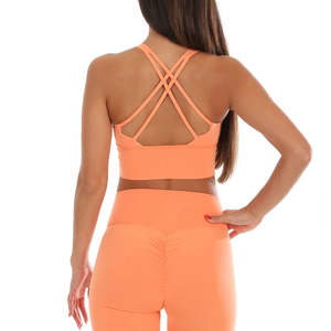 Soutien-gorge de sport à col en U pour femme, maintien élevé, respirant, extensible dans quatre directions, écologique, pour entraînement, yoga, gym, fitness, uni teint - Product Image 4