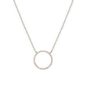 Lab Grown Diamond Pave Set Circular Open Frame <b>Pendant</b> Necklaces For Women Minimalist Custom 14K 18K <b>Solid</b> <b>Gold</b> Wholesale Price - Product Image 1