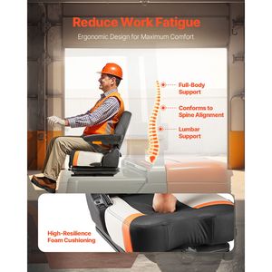 Sedile Universale per Carrello Elevatore con Braccioli Regolabili e Cintura di Sicurezza, Sedile Pieghevole per Trattore con Sospensione e Caratteristiche Comfort - Product Image 2