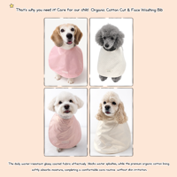 HEDYS GROOMING Ensemble de protection d'oreilles pour chien en coton biologique solide et imperméable, bavoir de lavage facial, cape réglable, fournitures pour animaux de compagnie pour salon, tout usage