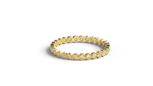 แหวนเพชรทรงกลมแบบ Eternity Band ขอบมิลเกรนทอง 18K สไตล์วินเทจสำหรับผู้หญิง แหวนแต่งงานแบบซ้อนได้ เครื่องประดับชั้นดี - Product Image 1