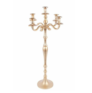 Candelabro de Metal Dorado de 5 Brazos con 2 Portavelas Cónicos, Forma Alta para Decoración de Mesa de Boda, Hogar, Navidad - Product Image 3