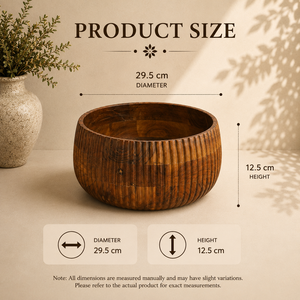 Juego de Tazones de Madera Premium, Diseño Acanalado Hecho a Mano, Tazones de Madera Natural para Frutos Secos, Ensaladas y Bocadillos - Product Image 4