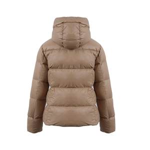 Cropped Hooded <b>Quilted</b> <b>Jacket</b> With Black Zipper And Pockets Lightweight Puffer Coat For Women Winter Wear - Product Image 6