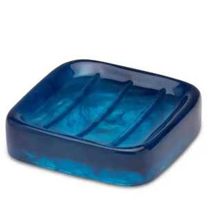 Jabonera de Resina con Purpurina Azul Turquesa, Rectangular, con Ranuras, para Jabón en Barra, Accesorio para Baño, Lavabo, Ducha, Bandeja de Drenaje - Product Image 6