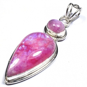 Pendentif en argent pur en forme de goutte d'eau, design classique, pour usage quotidien, avec pierre de lune rose, bijou pour femme - Product Image 3