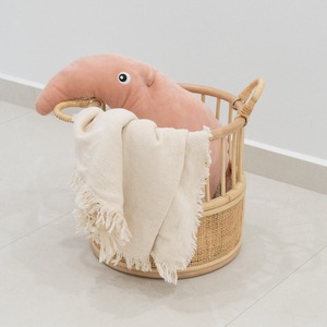 Round storage <b>basket</b> containers open-<b>weave</b> rattan webbing display <b>baskets</b> for shop & household use - Product Image 3
