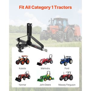 Gancio di traino a 3 punti per impieghi gravosi con attacco rapido a 2 ricevitori, adattatore per barra di traino per trattori, compatibile con trattori per impieghi gravosi - Product Image 2