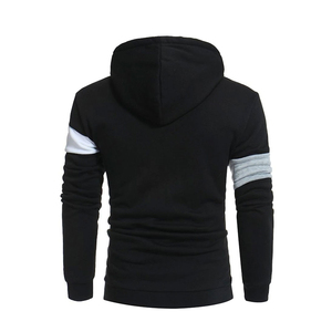 Men's White Hooded Sweatshirt Color Blocking Red Black Sleeve Slim Fit Casual Knitted Autumn Wear - Product Image 6