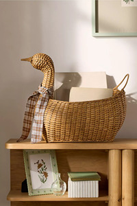 Handmade Rattan Goose <b>Basket</b> Decorative <b>Storage</b> <b>Basket</b> Wicker Animal Organizer Nursery <b>Toy</b> <b>Basket</b> Home Decoration - Product Image 2