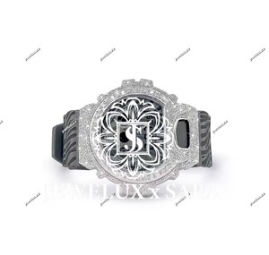 Elegante Reloj de Pulsera de Diamantes con Correa de Caucho Blanco Mossinate, Disponible para la Venta - Product Image 3