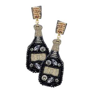 Pendientes de botella de lujo con bordado de cuentas para mujer, joyería de moda hecha a mano con cuentas bordadas en forma de botella - Product Image 2