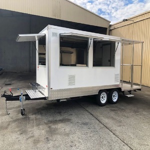 Remorque alimentaire mobile 4,8 m, carrosserie en acier inoxydable, 3/4 roues, double fenêtre de service, compartiments isolés, utilisation intérieure/extérieure, camion de restauration - Product Image 1