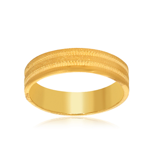 Classic Yellow <b>Gold</b> Plated Textured Edge Band <b>Ring</b> for <b>Men</b> Minimalist Plain Wedding Engagement Jewelry Wholesale - Product Image 1